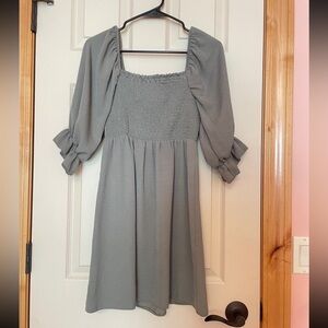 New Look sage green ruched puff sleeve mini Dress S